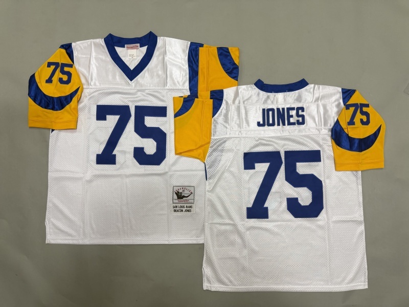 Men 2025 Los Angeles Rams #75 Jones white Throwback Limited NFL Jersey style 002->los angeles rams->NFL Jersey